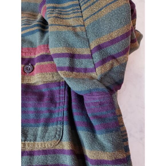 L.L. BEAN Fleece Lined Traditional Fit Sriped Flannel Shirt Shacket Men's Large - Picture 4 of 11